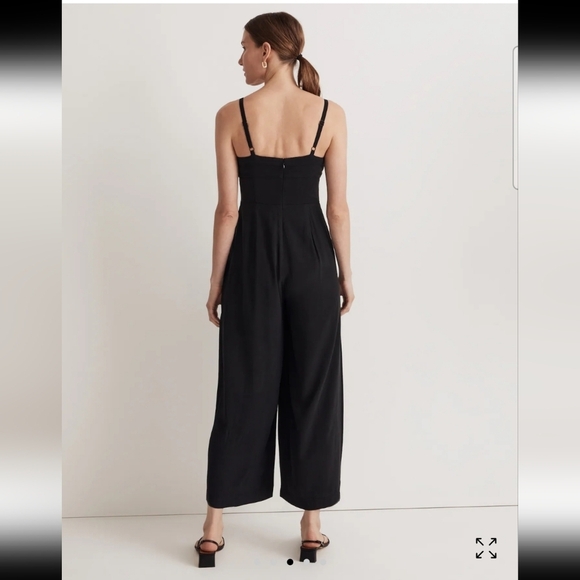 Madewell Black Square Neck Wide Leg Jumpsuit Size 12 - Picture 3 of 12
